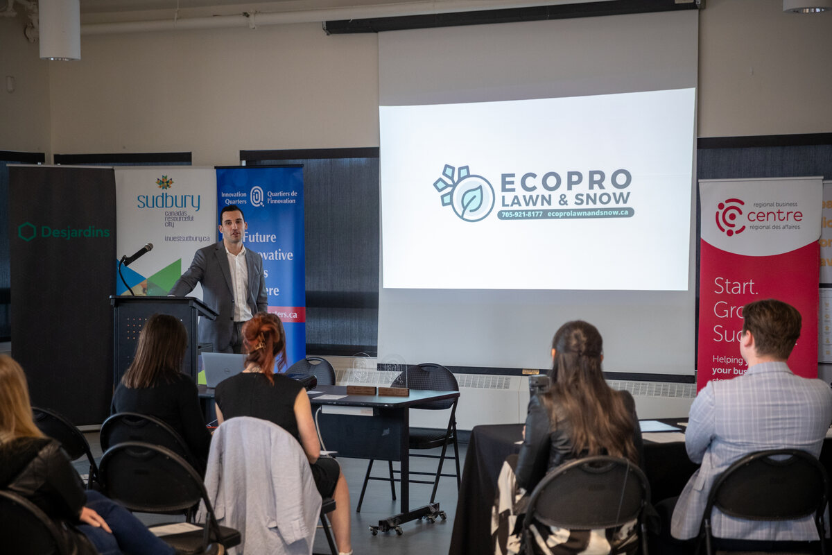 man pitching his business EcoPro