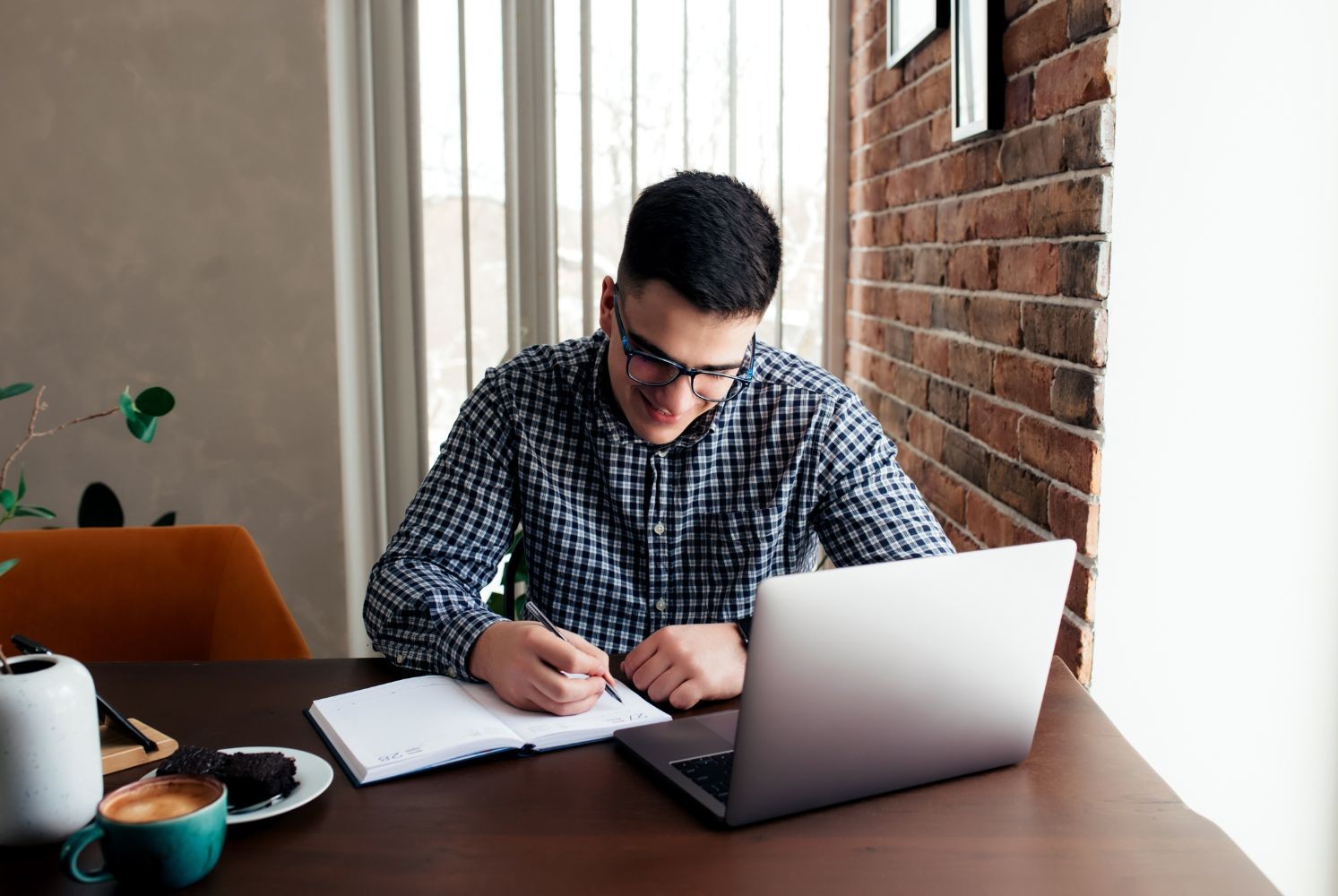 man at computer working
